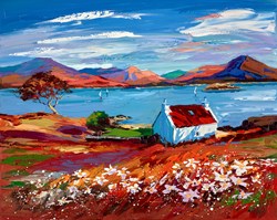 Red Roof Cottage, Loch Shieldaig by Lynn Rodgie - Original Painting on Stretched Canvas sized 30x24 inches. Available from Whitewall Galleries